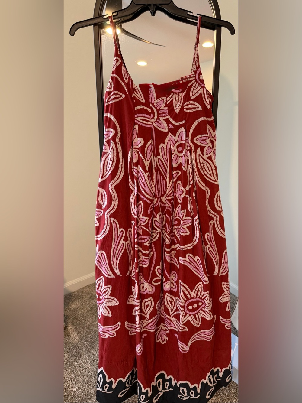 Anthropologie Red Floral-Print Maxi Dress